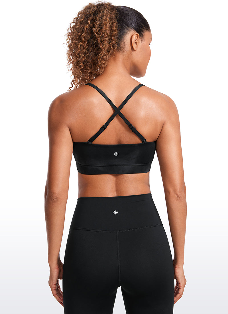 CRZ YOGA Womens Butterluxe  Adjustable Spaghetti Thin Strap Sports Bra Black Tie Dye Flowers @model_info:GI