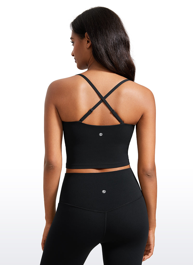 حمالة صدر رياضية طويلة قابلة للتعديل بحمالات رفيعة من Butterluxe للنساء من CRZ YOGA بلون أسود