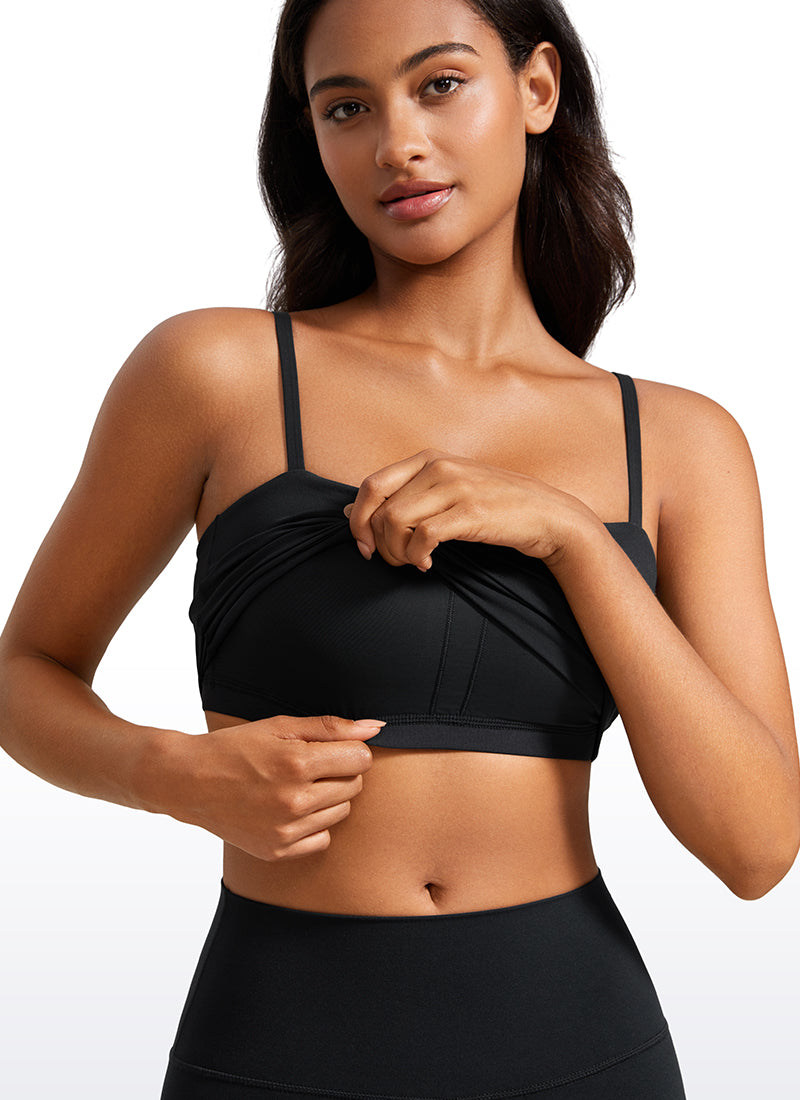 حمالة صدر رياضية طويلة قابلة للتعديل بحمالات رفيعة من Butterluxe للنساء من CRZ YOGA بلون أسود