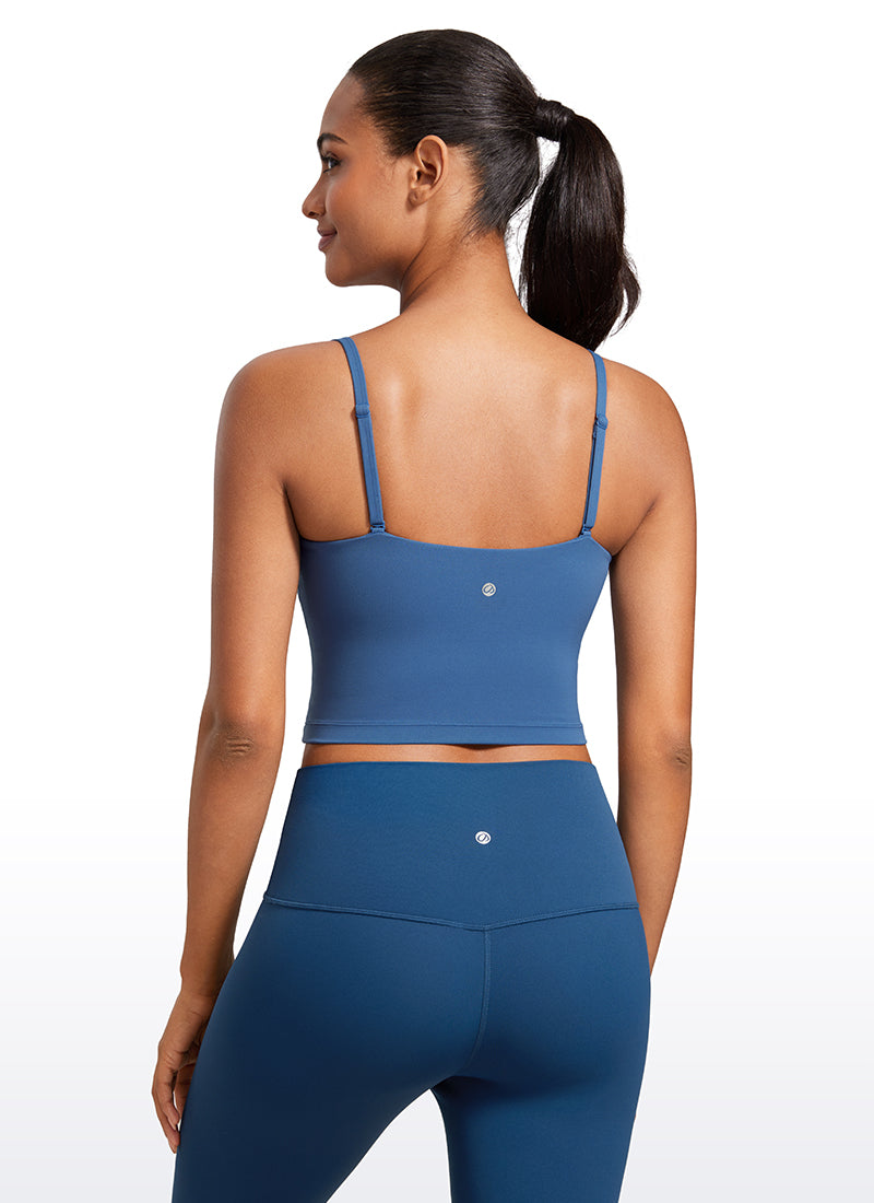 حمالة صدر رياضية طويلة قابلة للتعديل بحمالات رفيعة من Butterluxe للنساء من CRZ YOGA بلون أزرق داكن