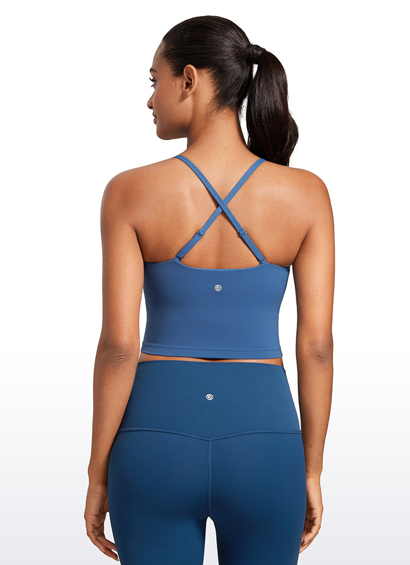 حمالة صدر رياضية طويلة قابلة للتعديل بحمالات رفيعة من Butterluxe للنساء من CRZ YOGA بلون أزرق داكن