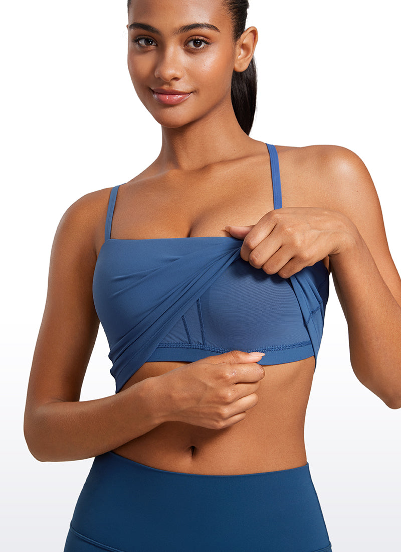 حمالة صدر رياضية طويلة قابلة للتعديل بحمالات رفيعة من Butterluxe للنساء من CRZ YOGA بلون أزرق داكن
