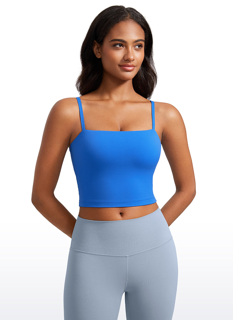 حمالة صدر رياضية طويلة قابلة للتعديل بحمالات رفيعة من Butterluxe للنساء من CRZ YOGA بلون أزرق لامع