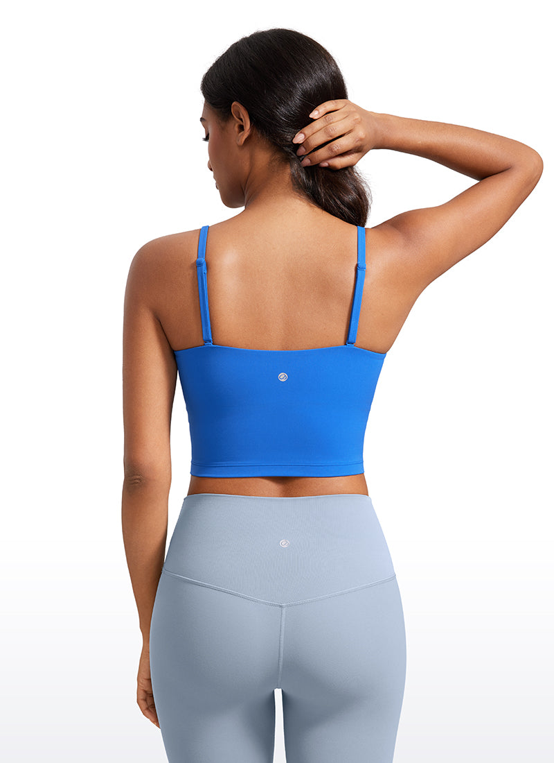 حمالة صدر رياضية طويلة قابلة للتعديل بحمالات رفيعة من Butterluxe للنساء من CRZ YOGA بلون أزرق لامع