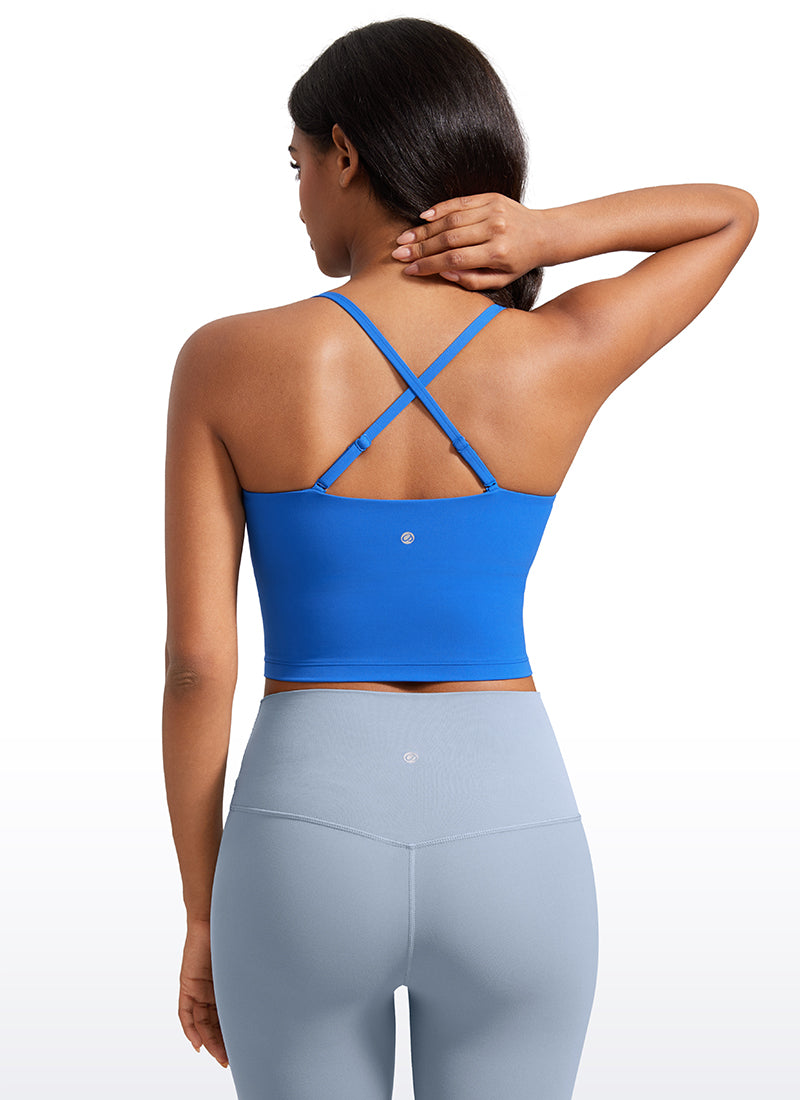 حمالة صدر رياضية طويلة قابلة للتعديل بحمالات رفيعة من Butterluxe للنساء من CRZ YOGA بلون أزرق لامع