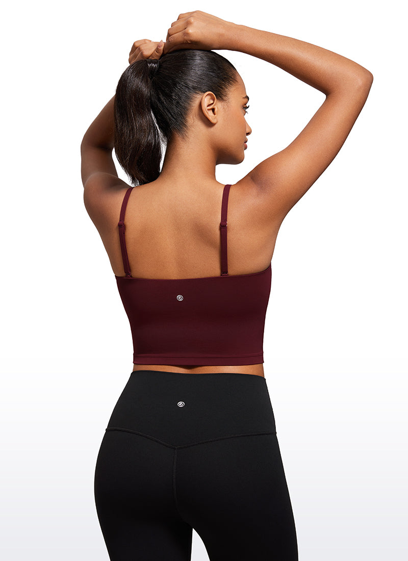 حمالة صدر رياضية طويلة قابلة للتعديل بحمالات رفيعة من Butterluxe للنساء من CRZ YOGA بلون أحمر ميرلو