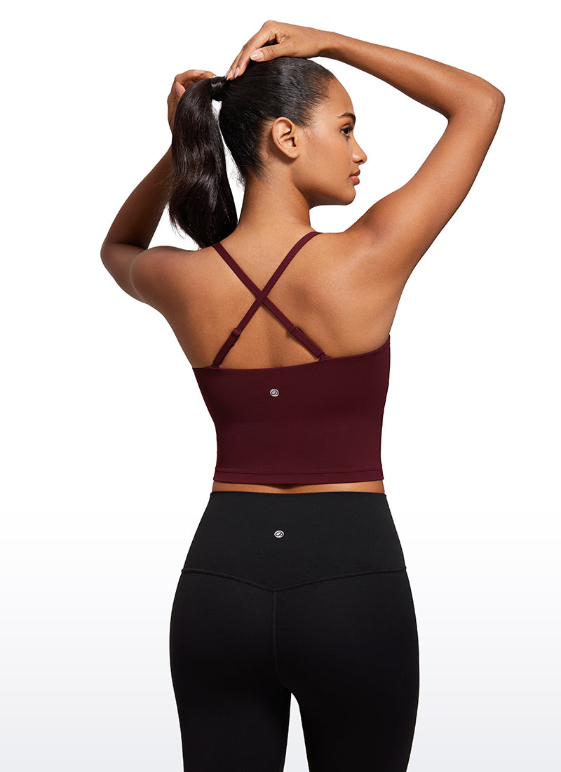 حمالة صدر رياضية طويلة قابلة للتعديل بحمالات رفيعة من Butterluxe للنساء من CRZ YOGA بلون أحمر ميرلو