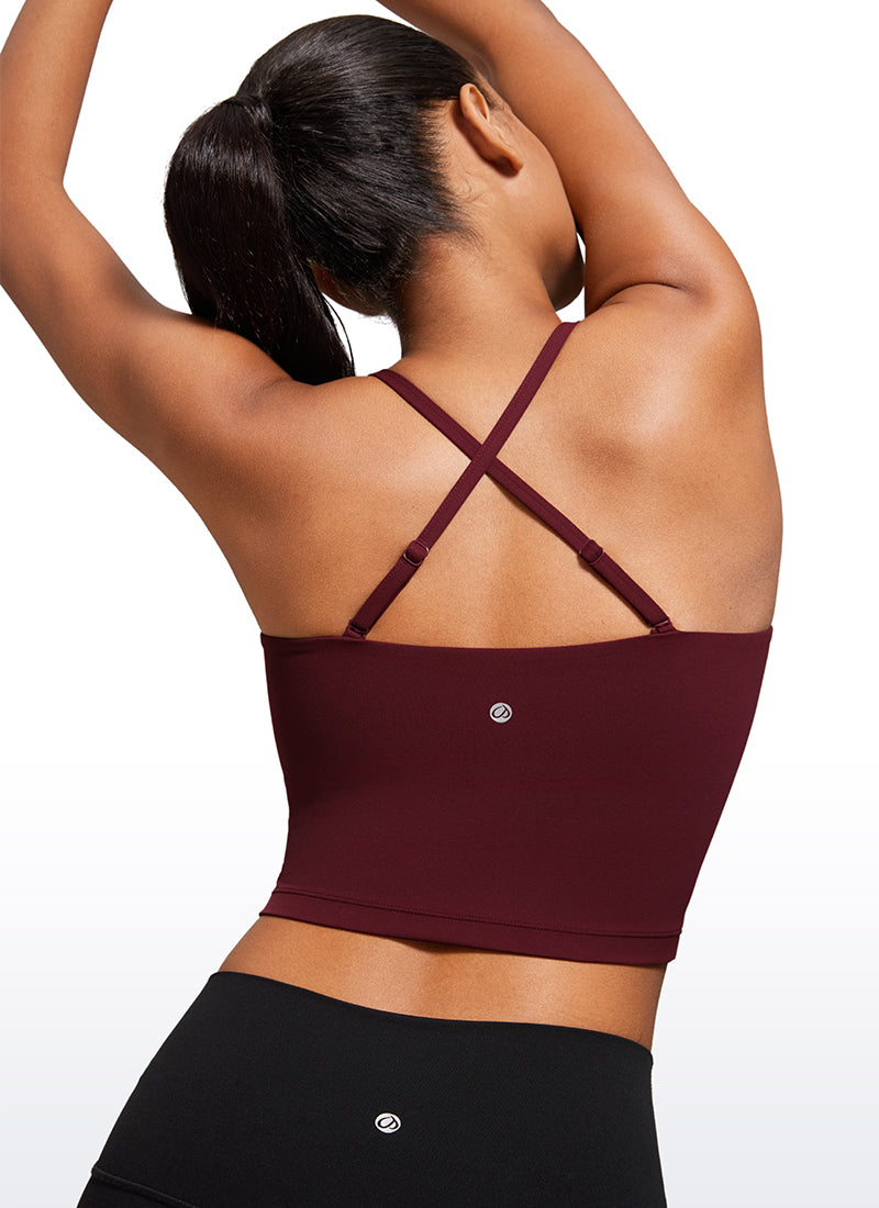 حمالة صدر رياضية طويلة قابلة للتعديل بحمالات رفيعة من Butterluxe للنساء من CRZ YOGA بلون أحمر ميرلو