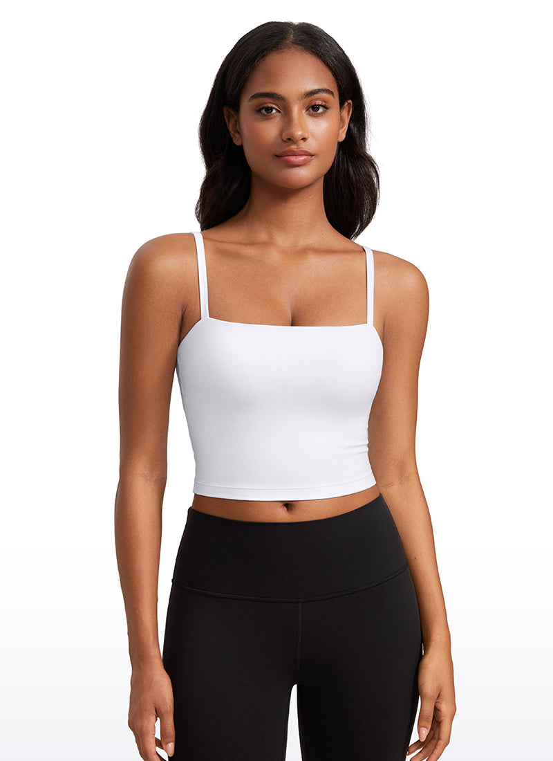 حمالة صدر رياضية طويلة قابلة للتعديل بحمالات رفيعة من Butterluxe للنساء من CRZ YOGA بلون أبيض