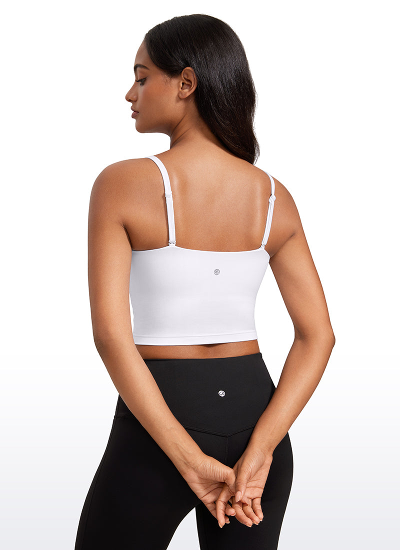 حمالة صدر رياضية طويلة قابلة للتعديل بحمالات رفيعة من Butterluxe للنساء من CRZ YOGA بلون أبيض