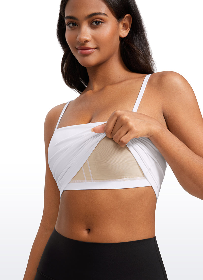 حمالة صدر رياضية طويلة قابلة للتعديل بحمالات رفيعة من Butterluxe للنساء من CRZ YOGA بلون أبيض