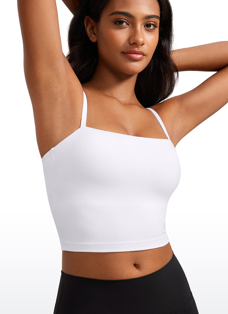 حمالة صدر رياضية طويلة قابلة للتعديل بحمالات رفيعة من Butterluxe للنساء من CRZ YOGA بلون أبيض