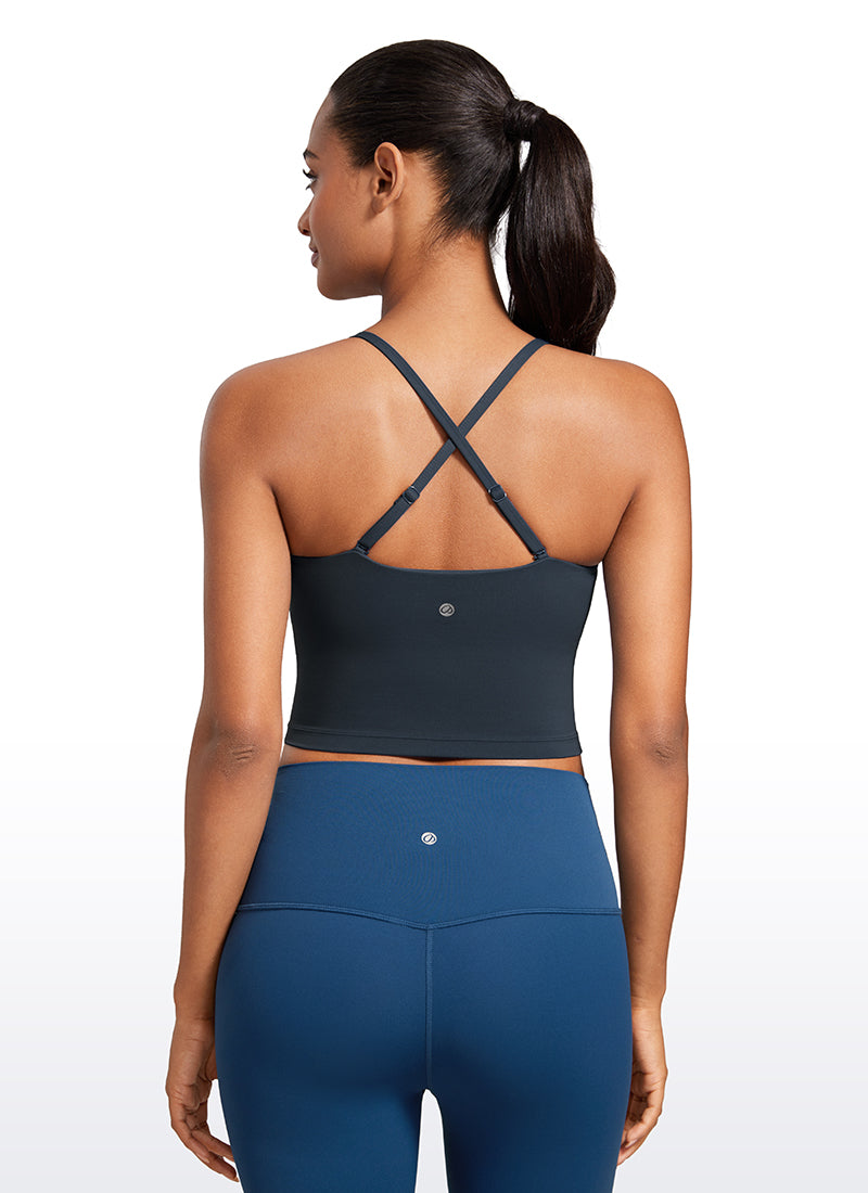 حمالة صدر رياضية طويلة قابلة للتعديل بحمالات رفيعة من Butterluxe للنساء من CRZ YOGA بلون كحلي داكن