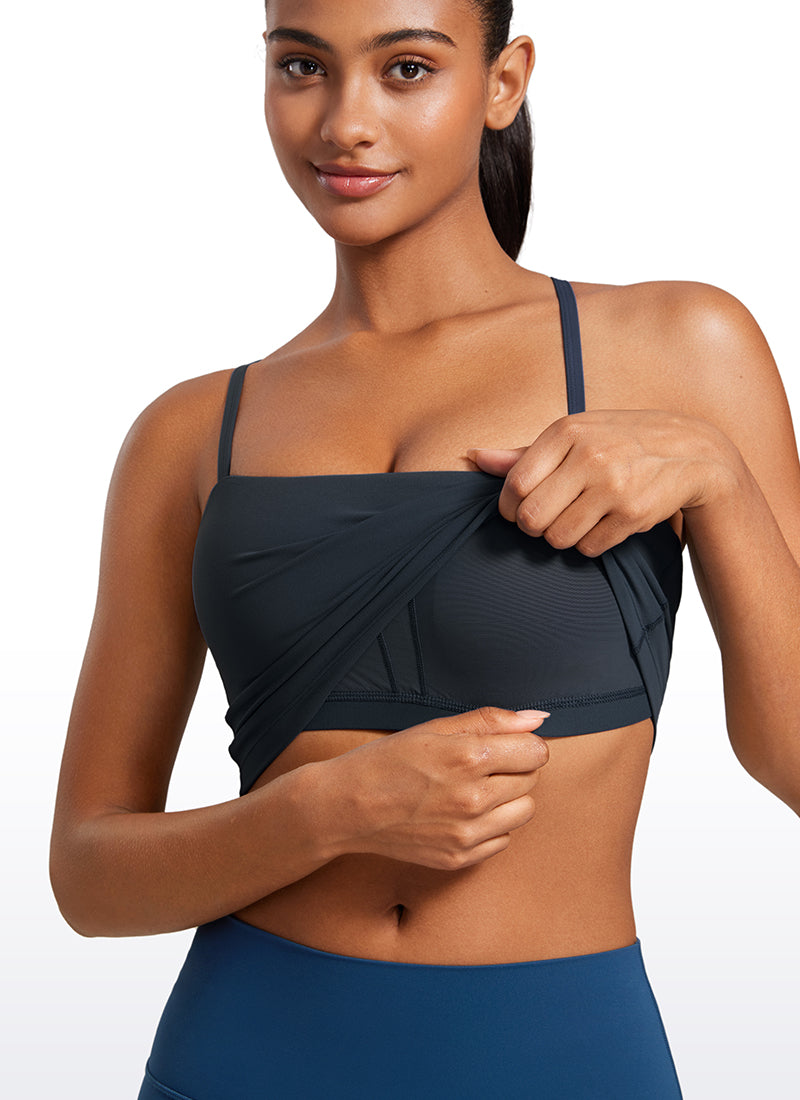 حمالة صدر رياضية طويلة قابلة للتعديل بحمالات رفيعة من Butterluxe للنساء من CRZ YOGA بلون كحلي داكن