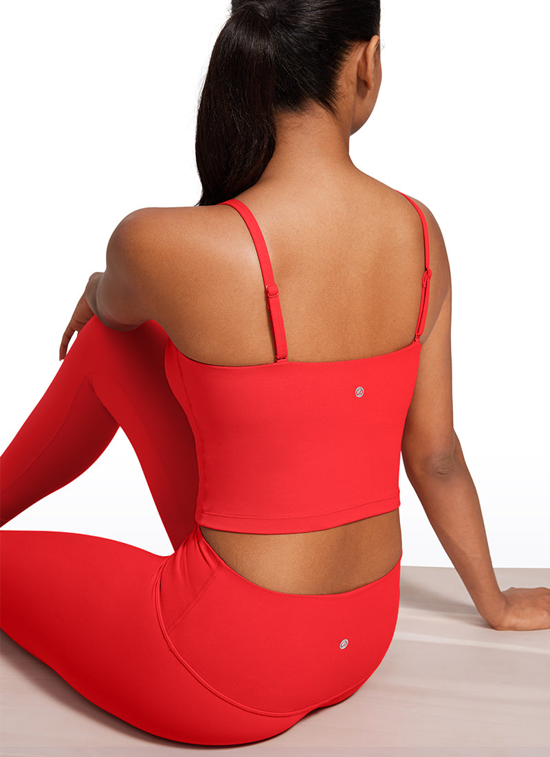 حمالة صدر رياضية طويلة قابلة للتعديل بحمالات رفيعة من Butterluxe للنساء من CRZ YOGA بلون أحمر داكن