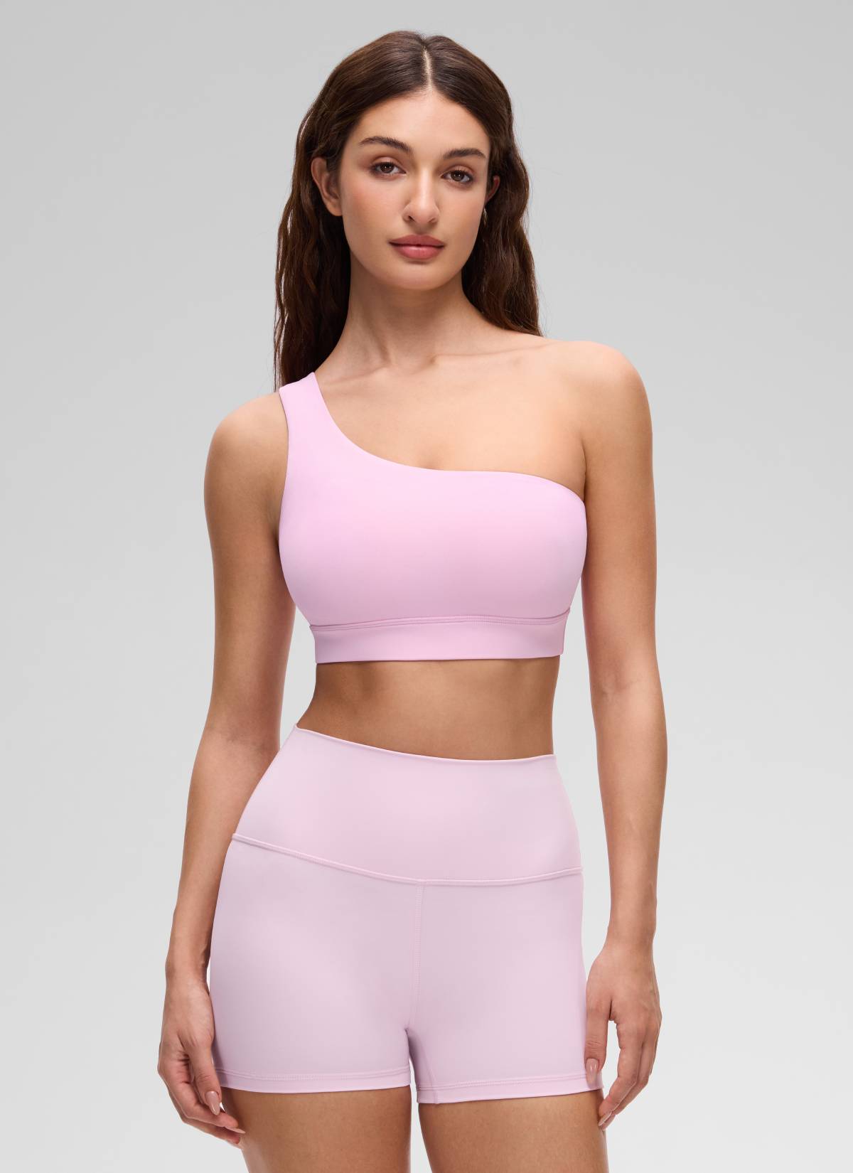 CRZ YOGA Butterluxe حمالة صدر رياضية نسائية بكتف واحد، غير متماثلة، مبطنة، لون فيتا بينك