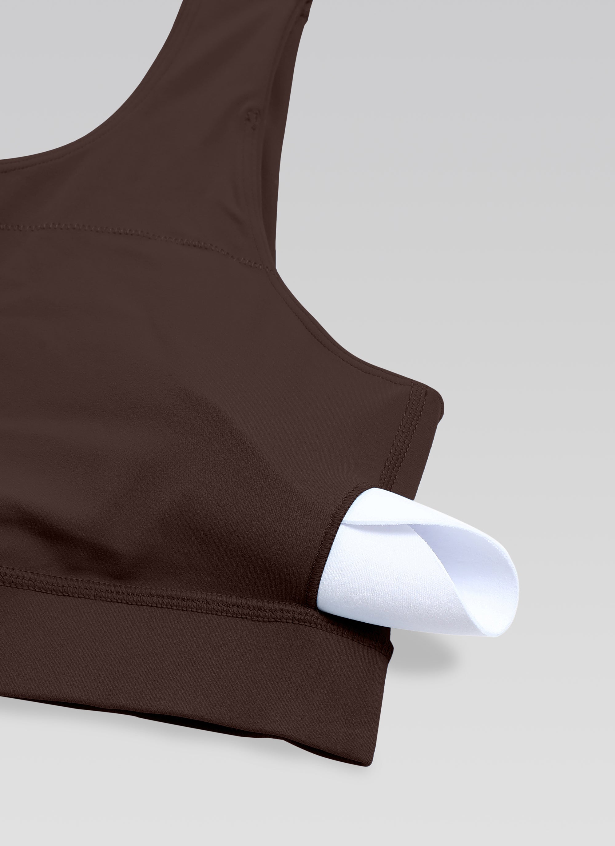 CRZ YOGA Butterluxe حمالة صدر رياضية نسائية بكتف واحد، غير متماثلة، مبطنة، بلون بني داكن