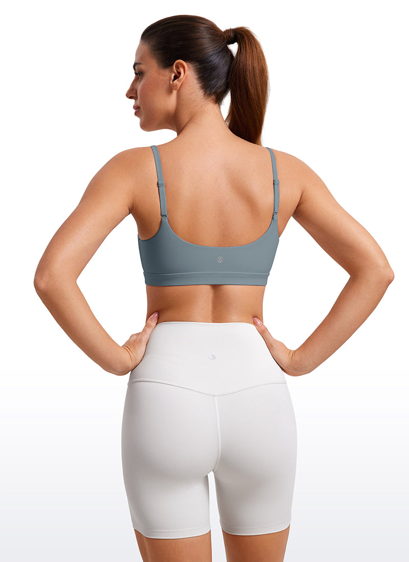 CRZ YOGA Womens Butterluxe Adjustable Spaghetti Strap Scoop Neck Bra Belgian Blue