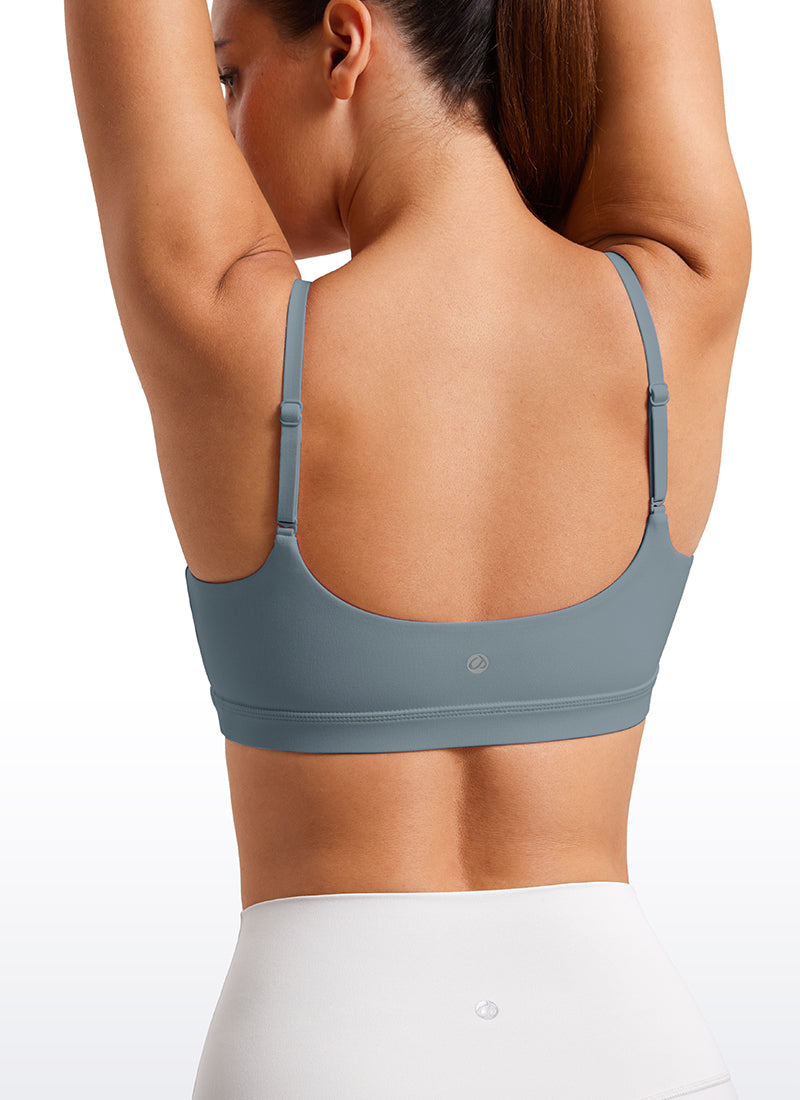 CRZ YOGA Womens Butterluxe Adjustable Spaghetti Strap Scoop Neck Bra Belgian Blue