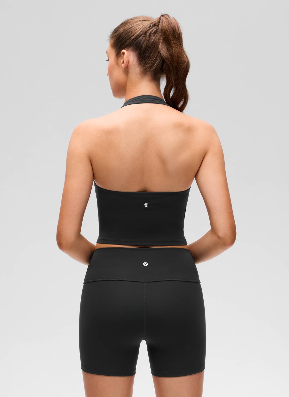CRZ YOGA Womens Butterluxe Halter Longline Sports Bra Crop Tank Tops Black