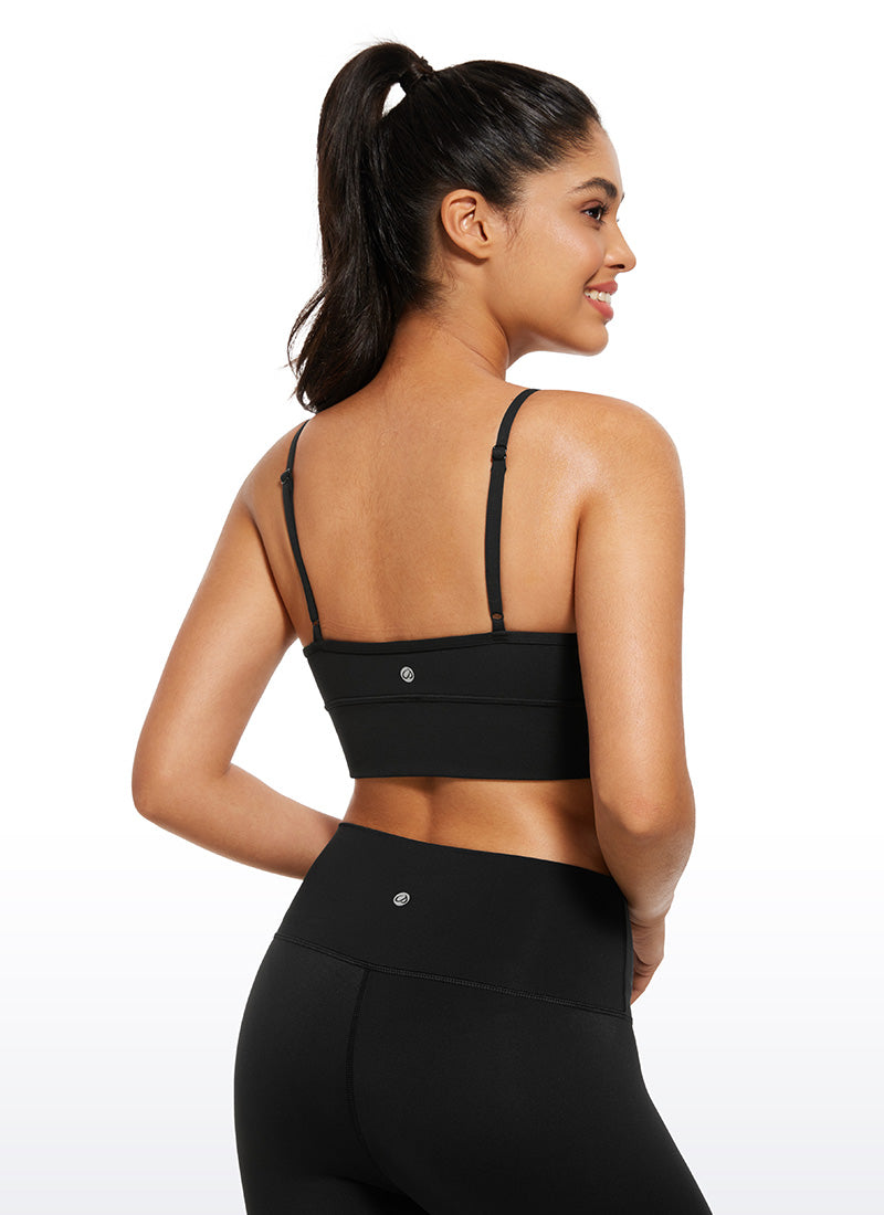 حمالة صدر رياضية Butterluxe طويلة بتصميم رقبة على شكل حرف V للنساء من CRZ YOGA باللون الأسود