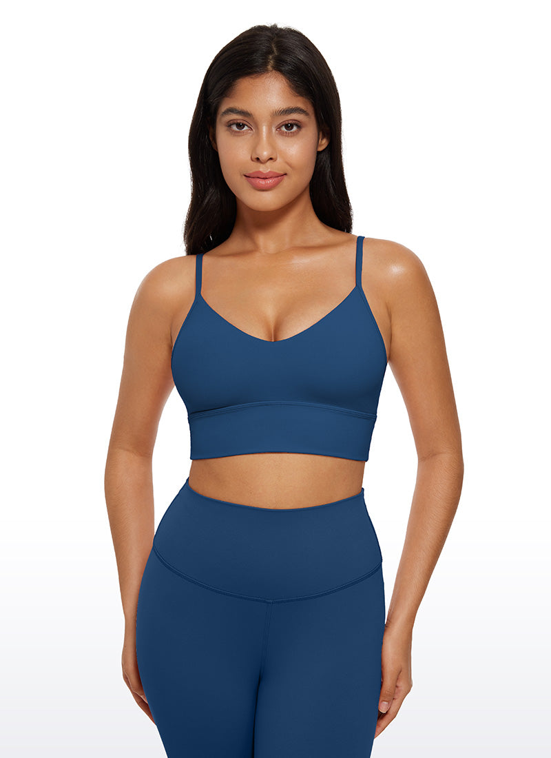 حمالة صدر رياضية Butterluxe طويلة بتصميم رقبة على شكل حرف V للنساء من CRZ YOGA بلون كحلي فرنسي