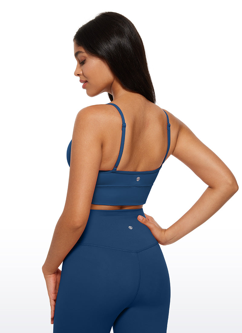 حمالة صدر رياضية Butterluxe طويلة بتصميم رقبة على شكل حرف V للنساء من CRZ YOGA بلون كحلي فرنسي