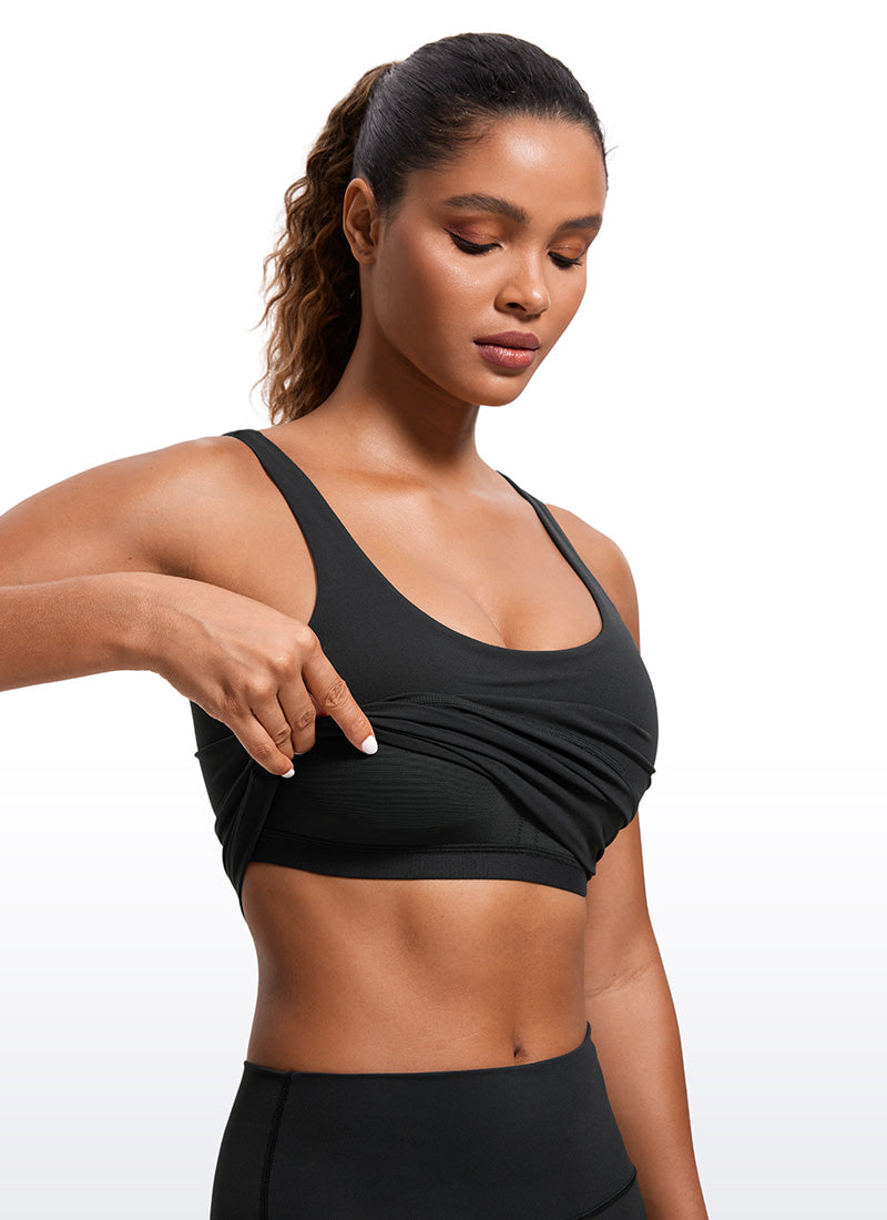 قمصان CRZ YOGA النسائية ذات القصة الضيقة، مع حمالة صدر Butterluxe ، وقميص بدون أكمام بفتحة ظهر على شكل حرف U، أسود
