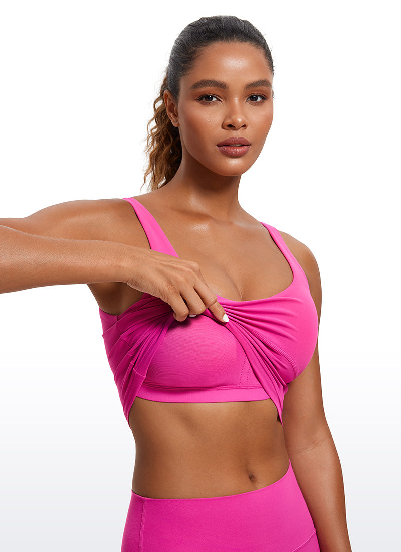 قمصان ضيقة للنساء من CRZ YOGA، بتصميم Butterluxe مع حمالة صدر Butterluxe ، وقميص بدون أكمام بفتحة ظهر على شكل حرف U، باللون الأرجواني الكركديه