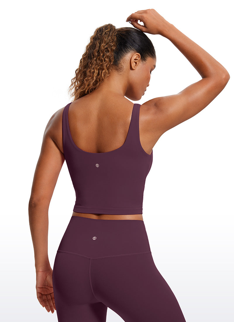 قمصان CRZ YOGA النسائية ذات القصة الضيقة، مع حمالة صدر Butterluxe ، وقميص بدون أكمام بفتحة ظهر على شكل حرف U، باللون الأرجواني الداكن