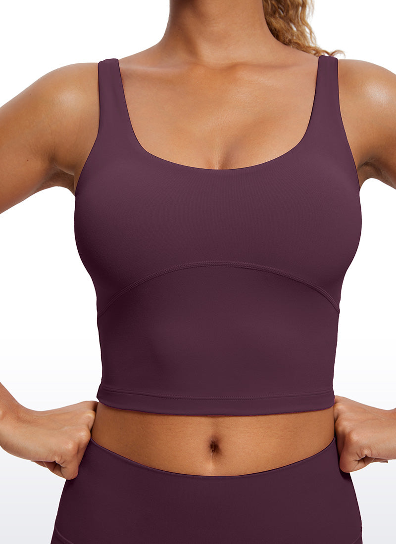 قمصان CRZ YOGA النسائية ذات القصة الضيقة، مع حمالة صدر Butterluxe ، وقميص بدون أكمام بفتحة ظهر على شكل حرف U، باللون الأرجواني الداكن