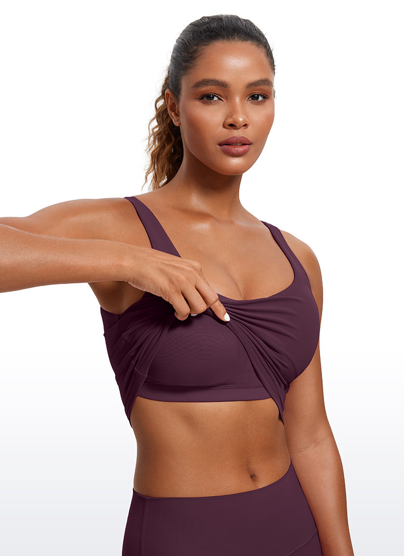 قمصان CRZ YOGA النسائية ذات القصة الضيقة، مع حمالة صدر Butterluxe ، وقميص بدون أكمام بفتحة ظهر على شكل حرف U، باللون الأرجواني الداكن