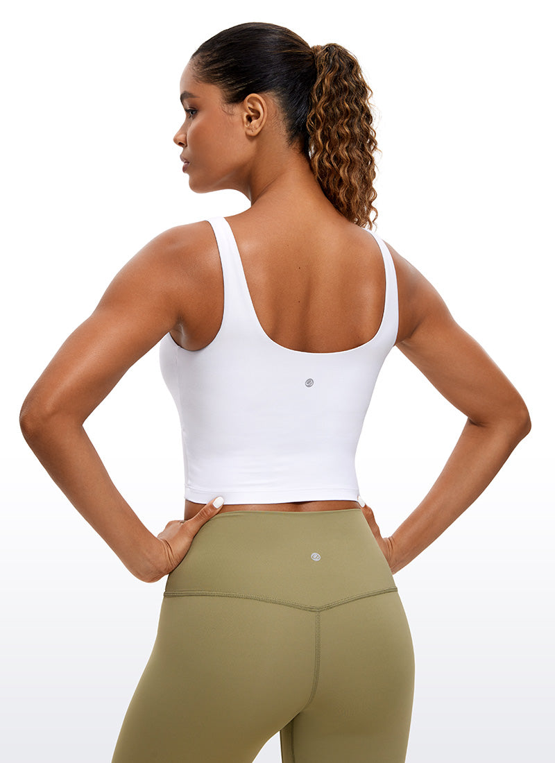 قميص نسائي ضيق من CRZ YOGA، بتصميم Butterluxe مع حمالة صدر Butterluxe وفتحة ظهر على شكل حرف U، أبيض