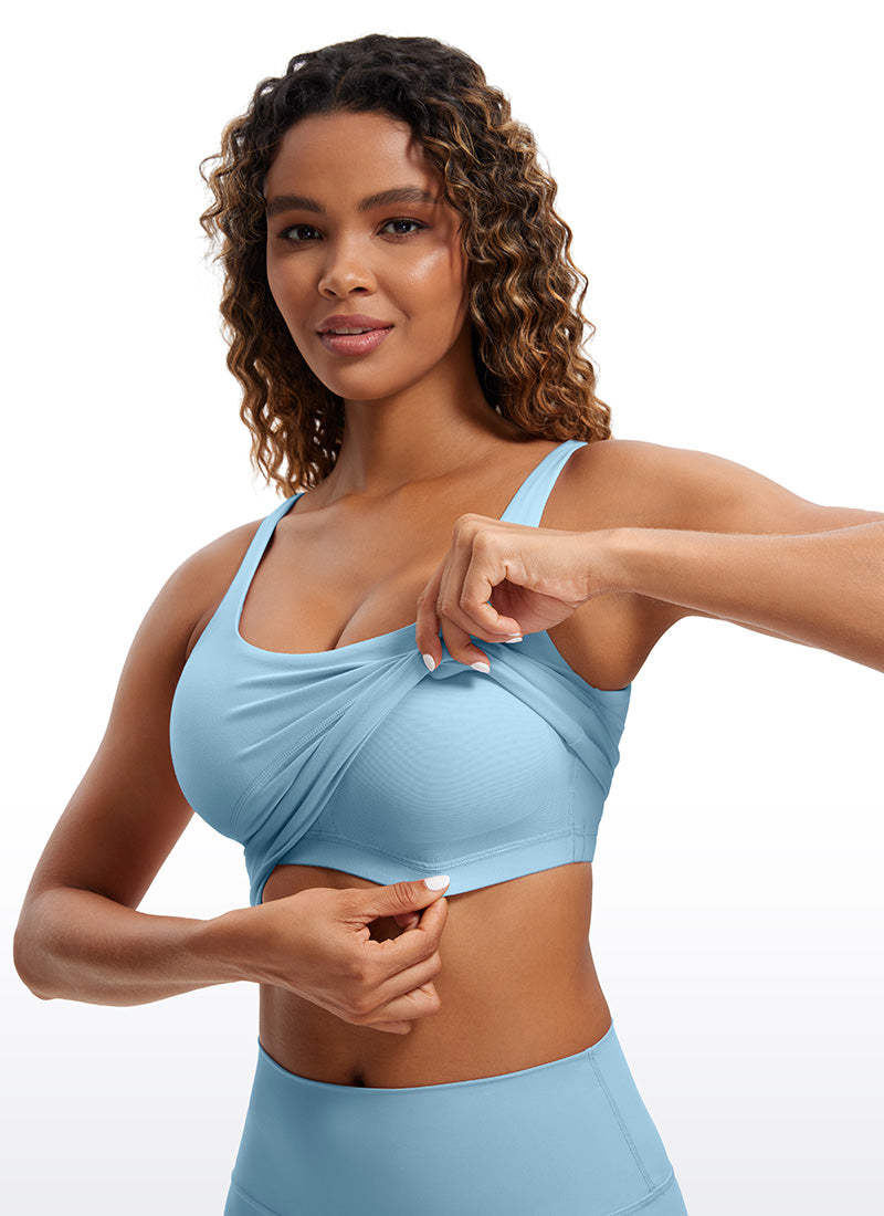 قمصان CRZ YOGA النسائية ذات القصة الضيقة، مع حمالة صدر Butterluxe »، وقميص بدون أكمام بفتحة ظهر على شكل حرف U، باللون الأزرق النقي