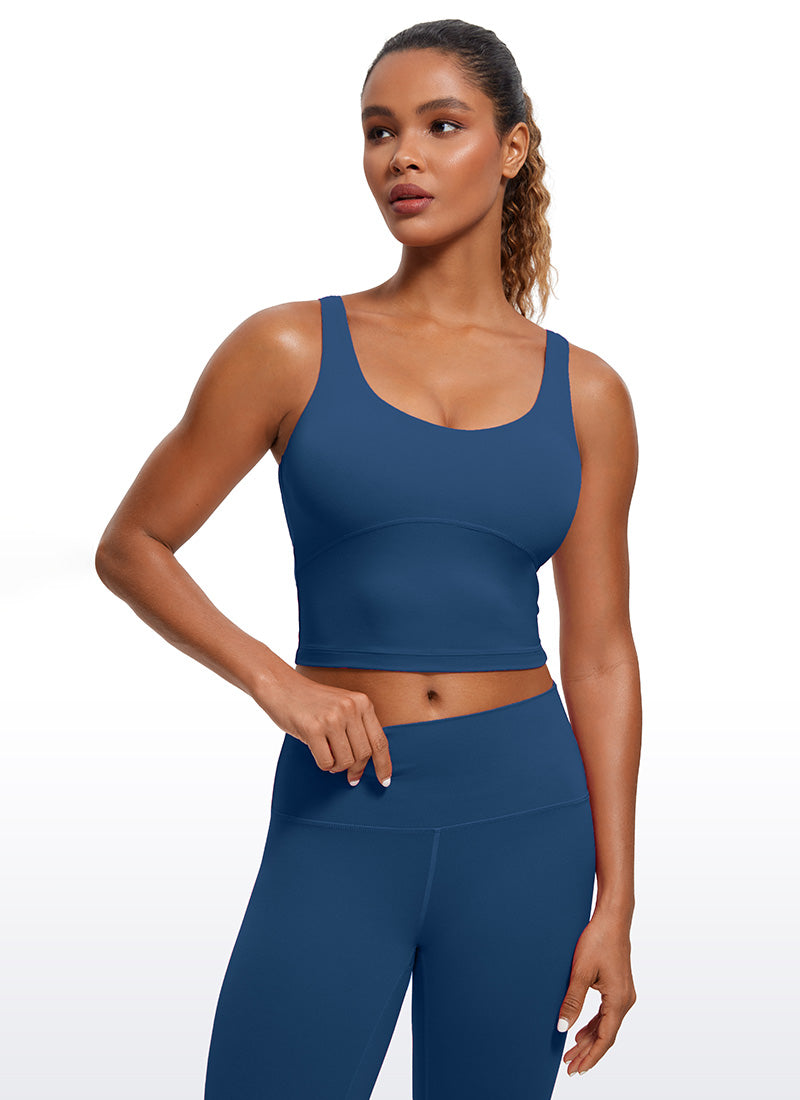 قمصان CRZ YOGA النسائية ذات القصة الضيقة، مع حمالة صدر Butterluxe »، وقميص بدون أكمام بفتحة ظهر على شكل حرف U، باللون الأزرق البحري الفرنسي