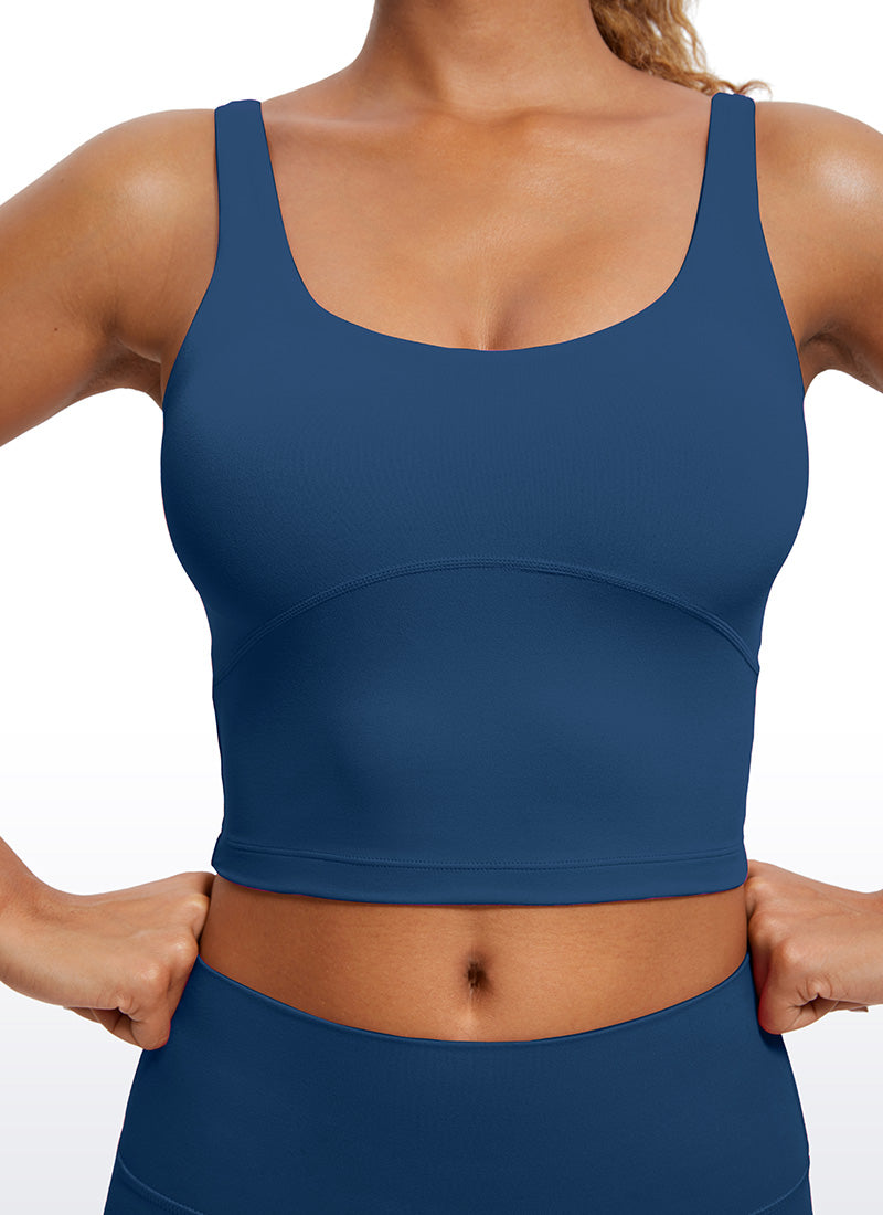 قمصان CRZ YOGA النسائية ذات القصة الضيقة، مع حمالة صدر Butterluxe »، وقميص بدون أكمام بفتحة ظهر على شكل حرف U، باللون الأزرق البحري الفرنسي