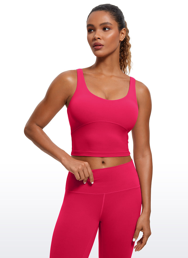 قمصان CRZ YOGA النسائية ذات القصة الضيقة، مع حمالة صدر Butterluxe ، وقميص بدون أكمام بفتحة ظهر على شكل حرف U، لون Viva Magenta