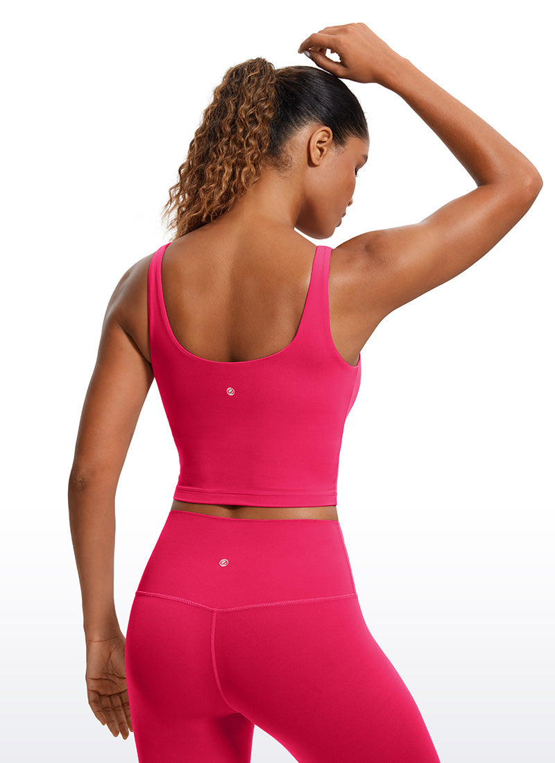 قمصان CRZ YOGA النسائية ذات القصة الضيقة، مع حمالة صدر Butterluxe ، وقميص بدون أكمام بفتحة ظهر على شكل حرف U، لون Viva Magenta