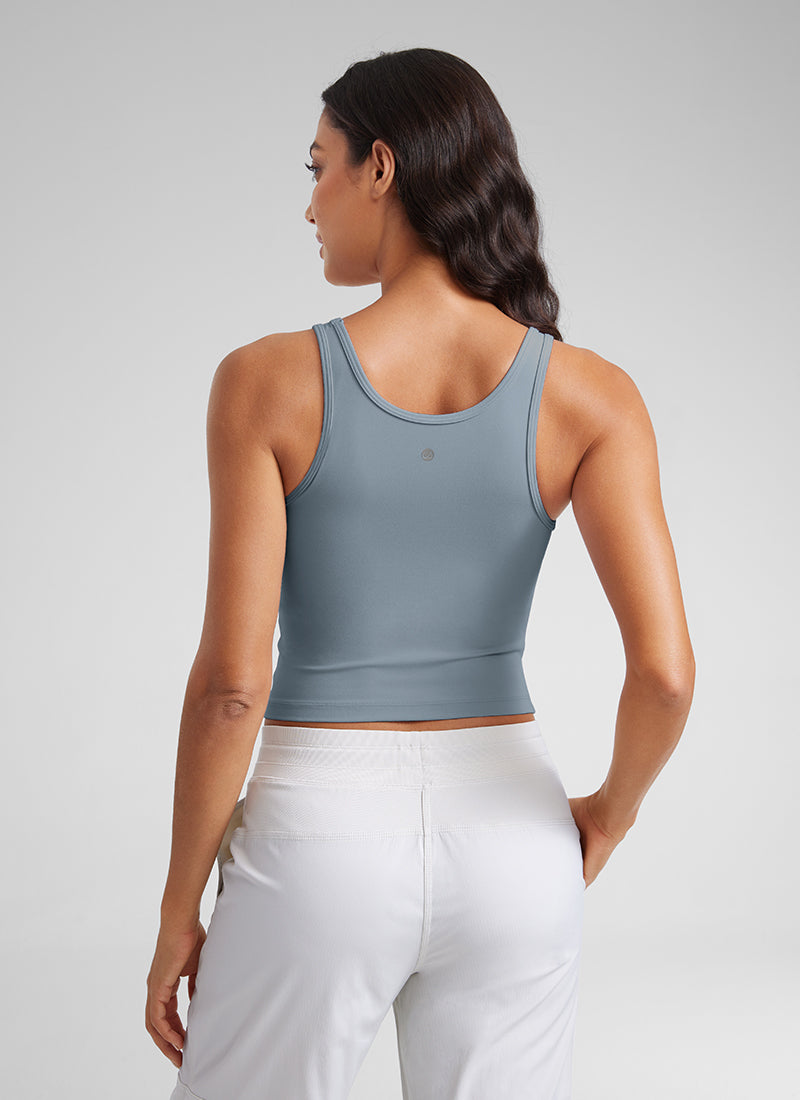 CRZ YOGA Women's Yoga Butterluxe Tight Fit Tank Tops Racerback Belgian Blue @model_info:Mariana