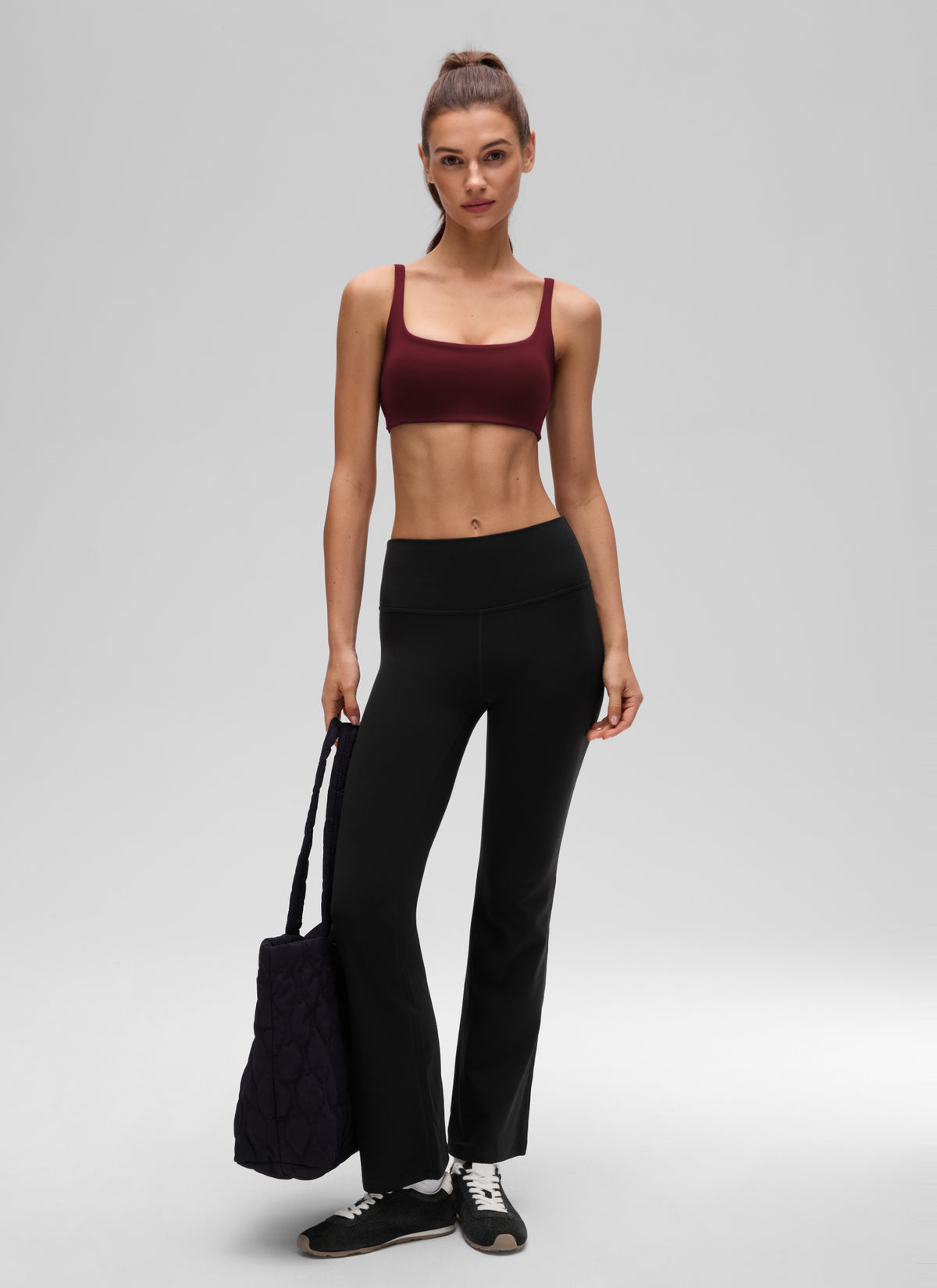 CRZ YOGA Women Butterluxe Square Neck Cami Padded Mini Bra Red Merlot @model_info:G