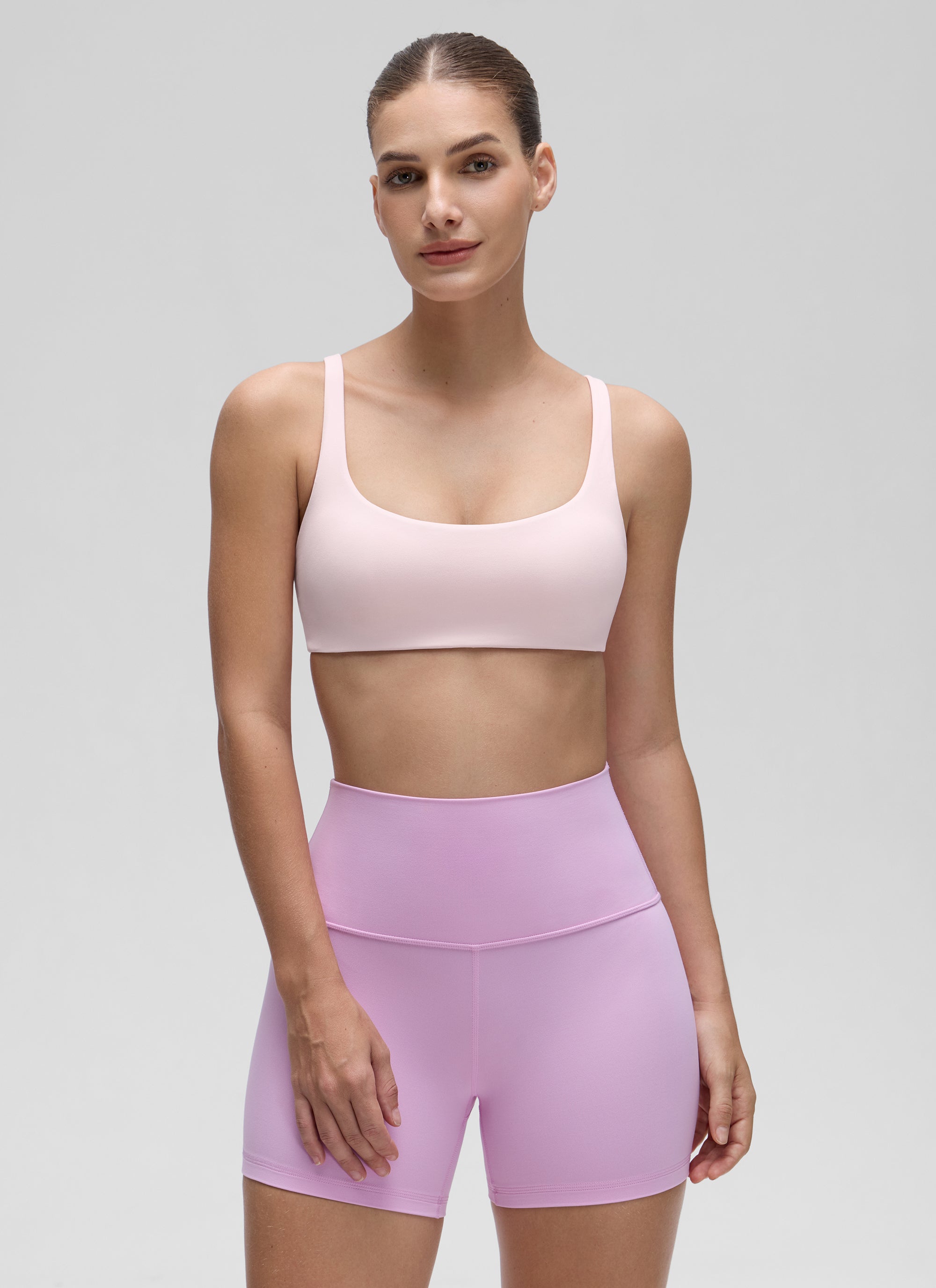 CRZ YOGA Women Butterluxe Square Neck Cami Padded Mini Bra Strawberry Pink