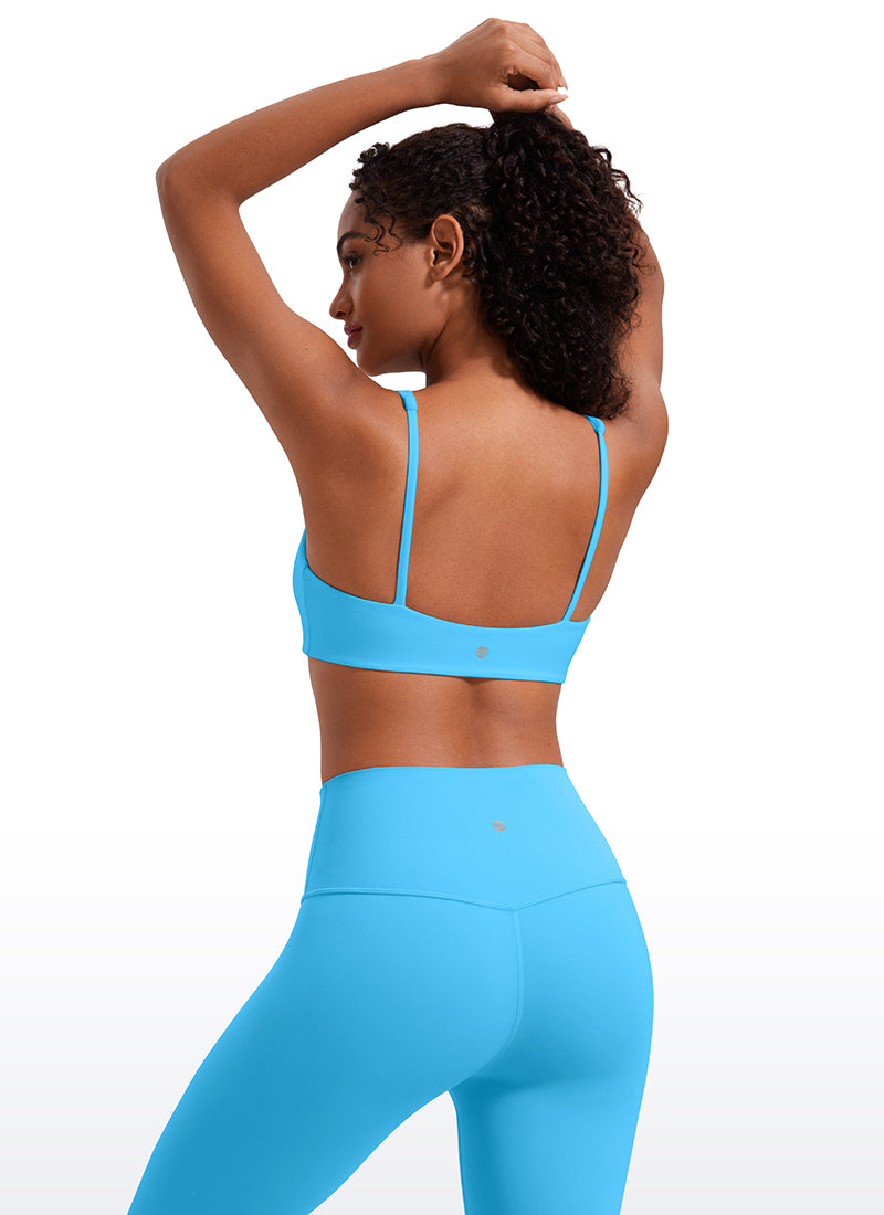 CRZ YOGA Women Butterluxe Square Neck Cami Padded Mini Bra Kayak Blue @model_info:Lais