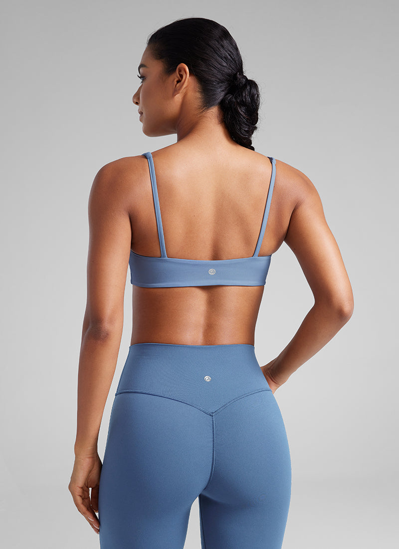CRZ YOGA Women Butterluxe Square Neck Cami Padded Mini Bra Oasis Blue