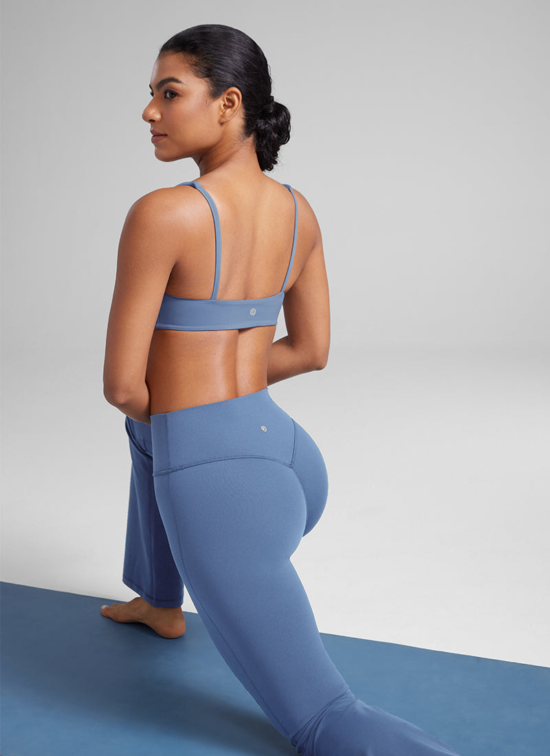 CRZ YOGA Women Butterluxe Square Neck Cami Padded Mini Bra Oasis Blue