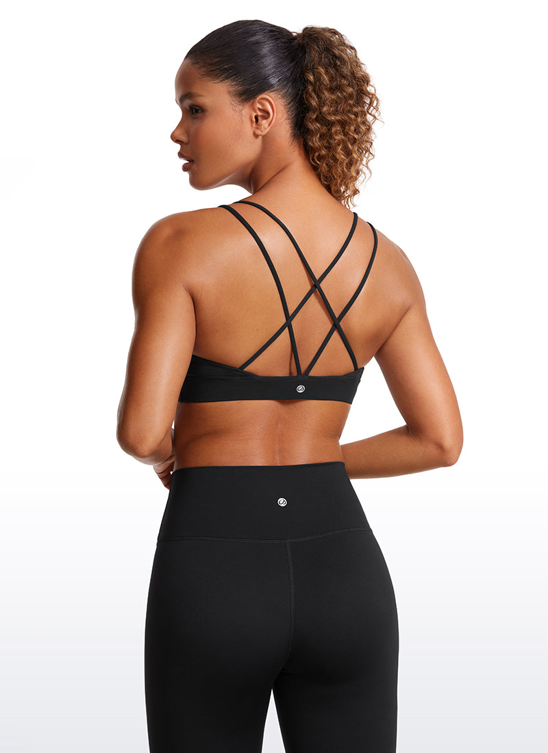 حمالة صدر لليوغا Butterluxe بدعم خفيف وأشرطة في الخلف للنساء من CRZ YOGA باللون الأسود