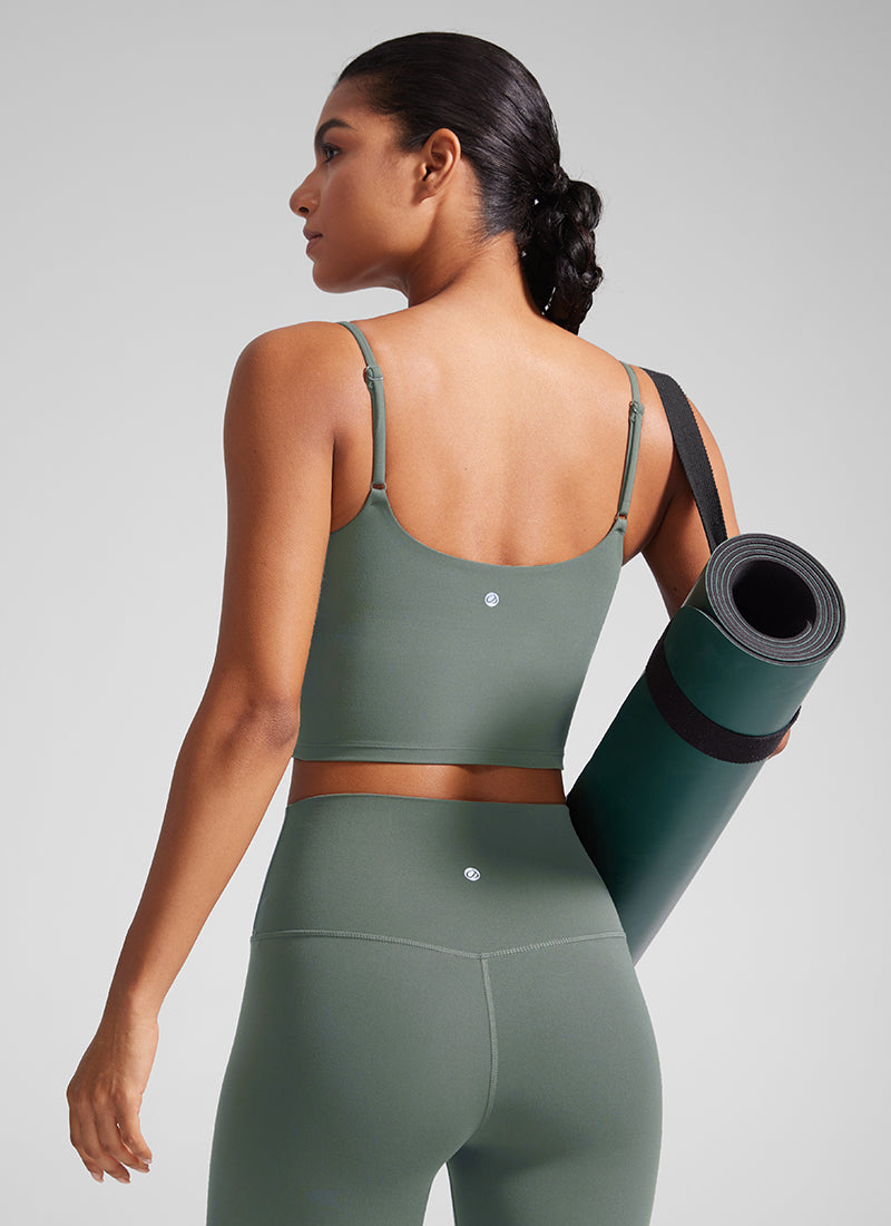 حمالة صدر رياضية طويلة لليوجا برقبة دائرية وظهر على شكل حرف U من Butterlift للنساء من CRZ YOGA بلون رمادي مريمي
