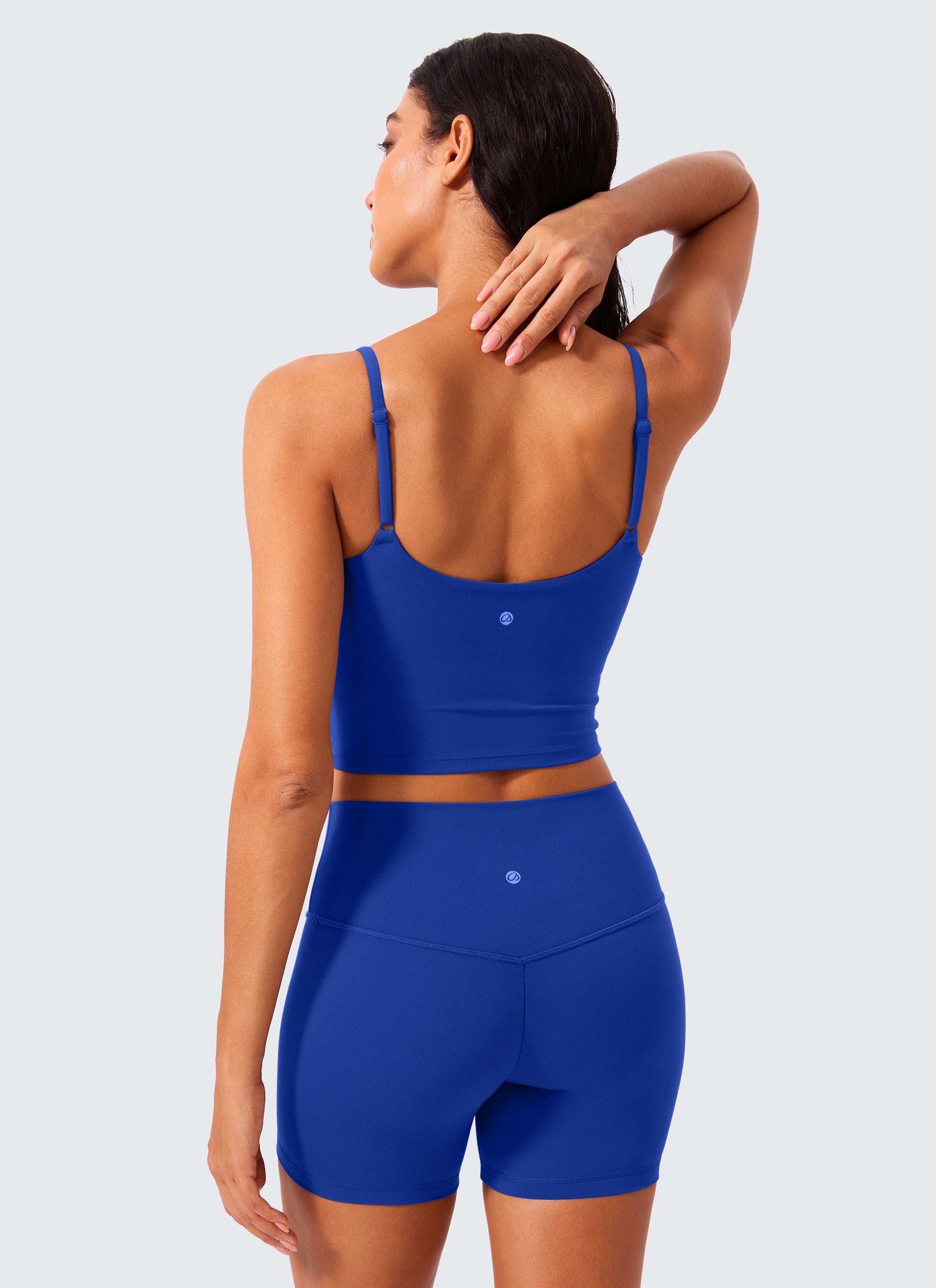 حمالة صدر رياضية طويلة لليوجا برقبة دائرية وظهر على شكل حرف U من Butterlift للنساء من CRZ YOGA بلون أزرق أمواج
