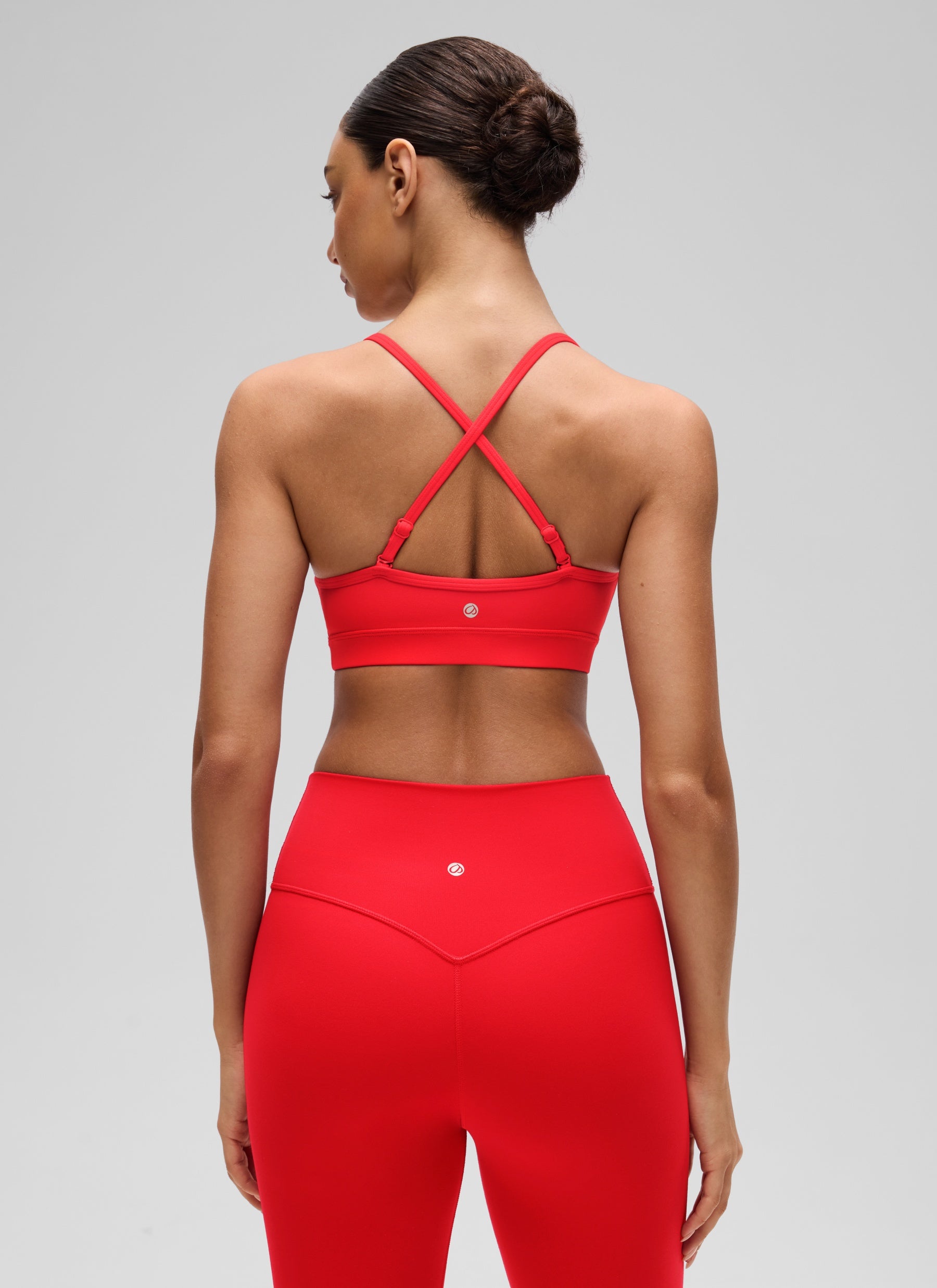 CRZ YOGA Butterluxe Womens V Neck Camisole Yoga Padded Sports Bra Deep Red