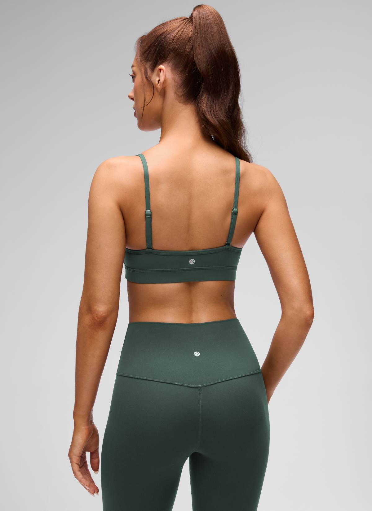 CRZ YOGA Butterluxe Womens V Neck Camisole Yoga Padded Sports Bra Dark Forest Green
