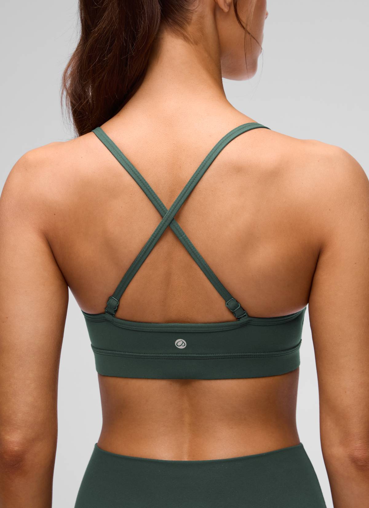 CRZ YOGA Butterluxe Womens V Neck Camisole Yoga Padded Sports Bra Dark Forest Green